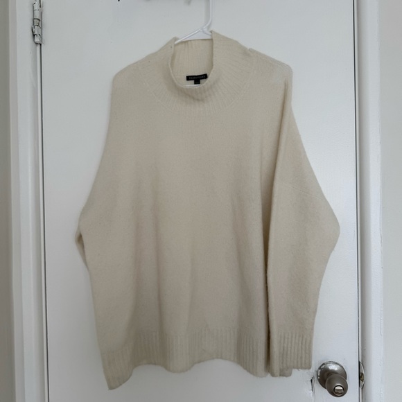 Eileen Fisher Cream Women's Cashmere Silk Turtleneck Sweater Size L - Picture 4 of 7